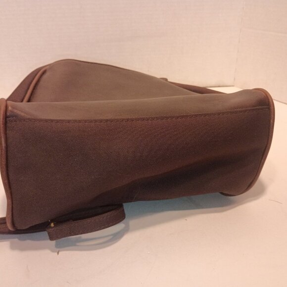 '90s CRAZY HORSE/Liz Claiborne Brown Leather & Nylon 2-Way Daypack Sling Bag - Picture 12 of 14